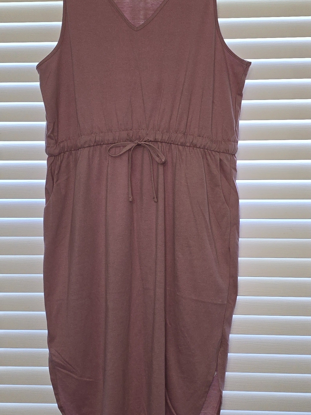 Sleeveless Midi Drawstring Dress in Dusty Rose